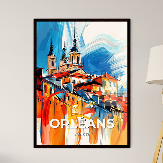 Vibrant Orléans, France - A Painting Of A Building With Towers And Spires