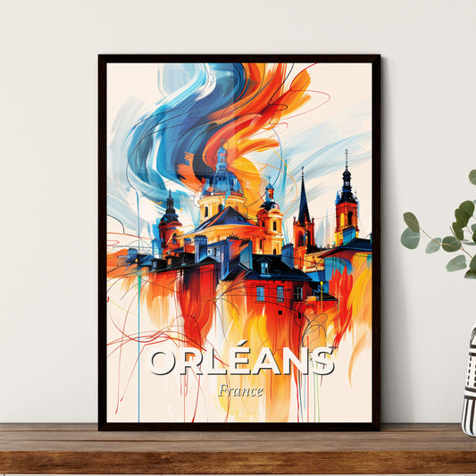 Vibrant Orléans, France - A Painting Of A Building With A Colorful Smoke Coming Out Of It