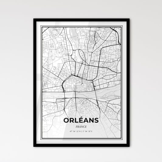 Orléans France - Scandinavian Style City Map for Modern Home Decor