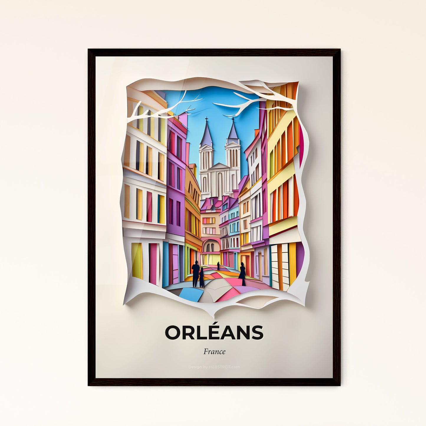 Vivid Orléans, France - a paper cut of a city street with a church