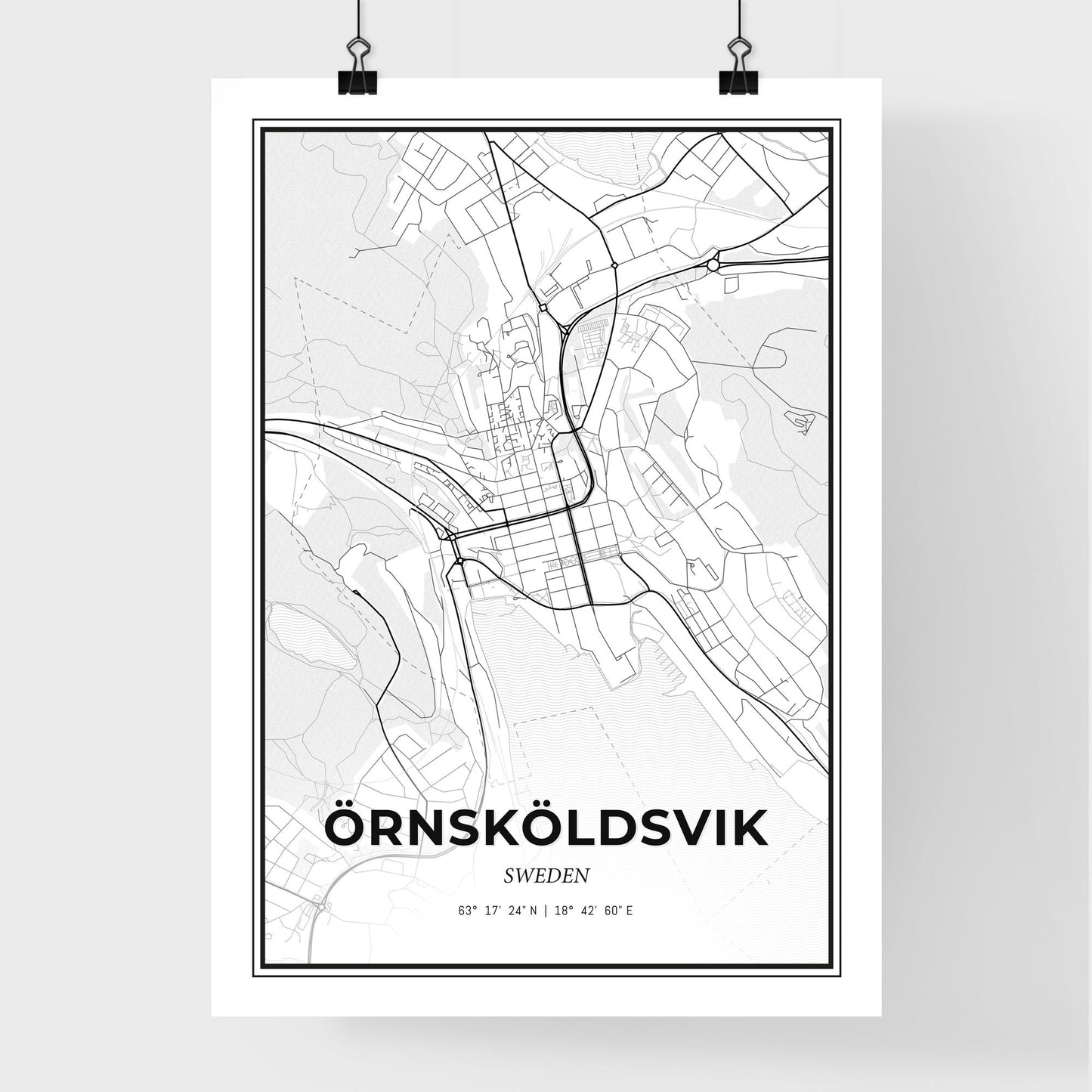 Örnsköldsvik Sweden - Premium City Map Poster