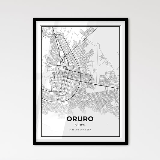 Oruro Bolivia - Scandinavian Style City Map for Modern Home Decor