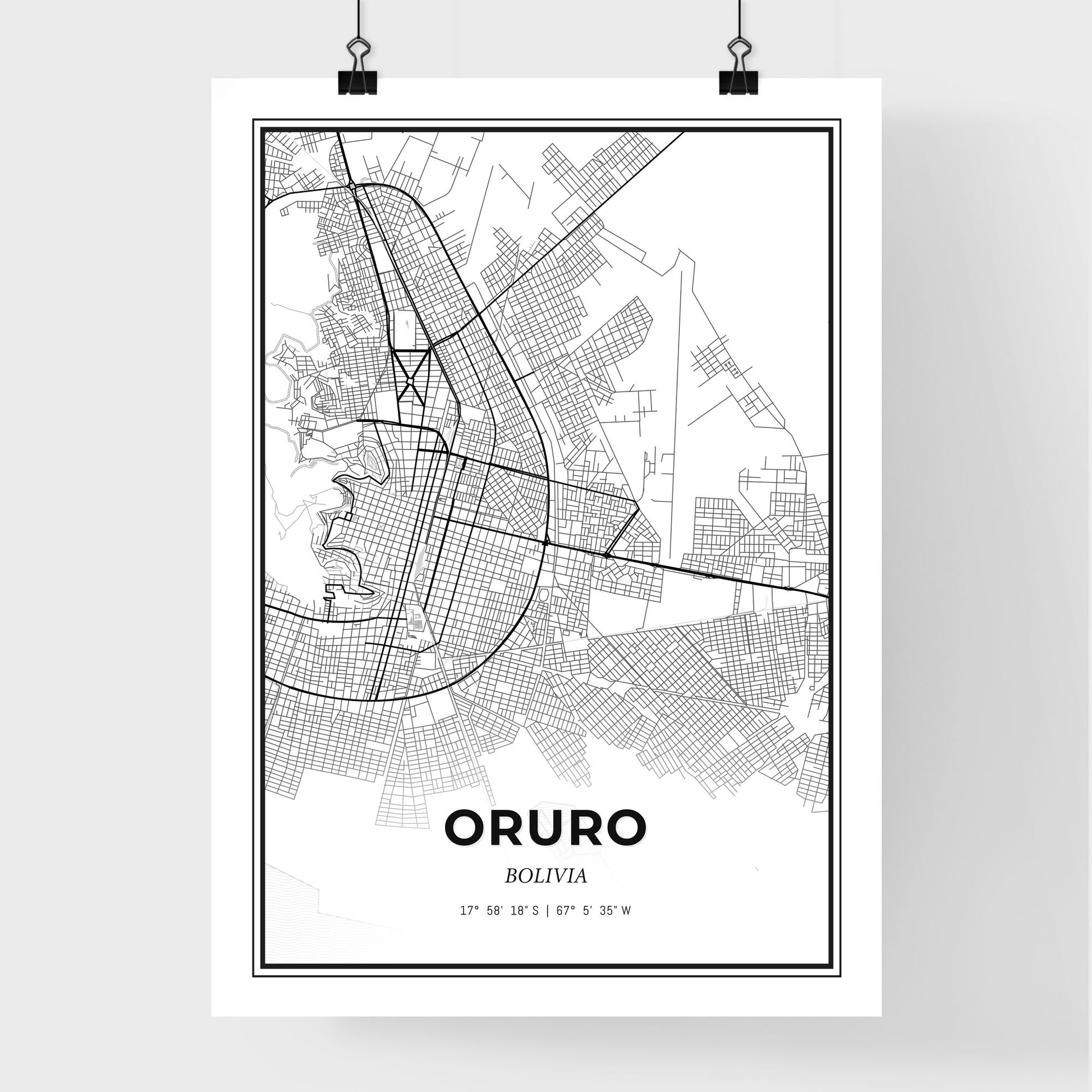 Oruro Bolivia - Premium City Map Poster