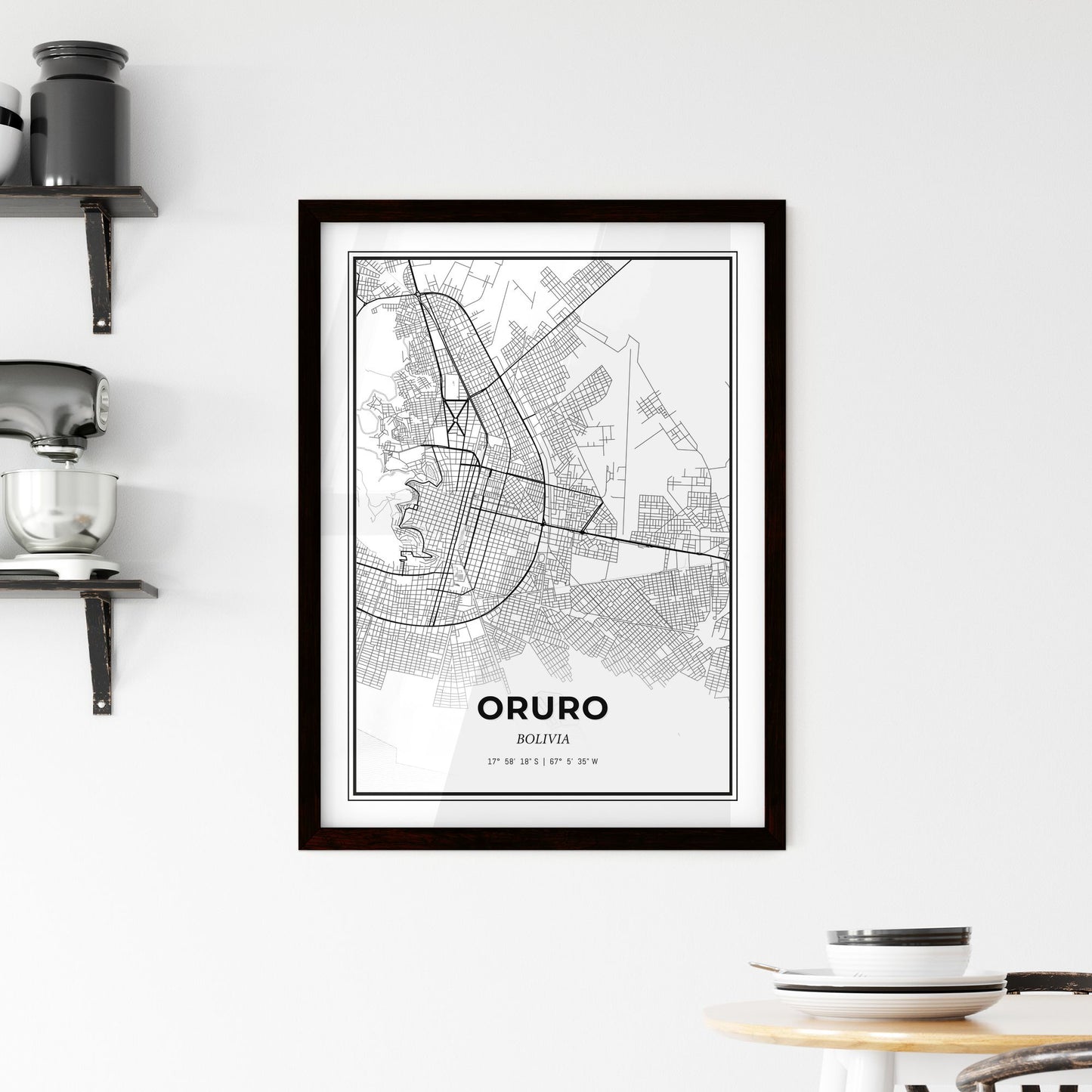 Oruro Bolivia - Minimal City Map