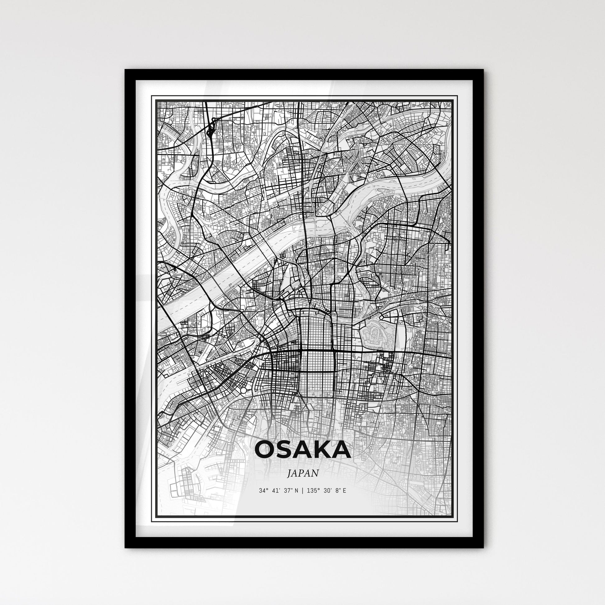 Osaka Japan - Scandinavian Style City Map for Modern Home Decor