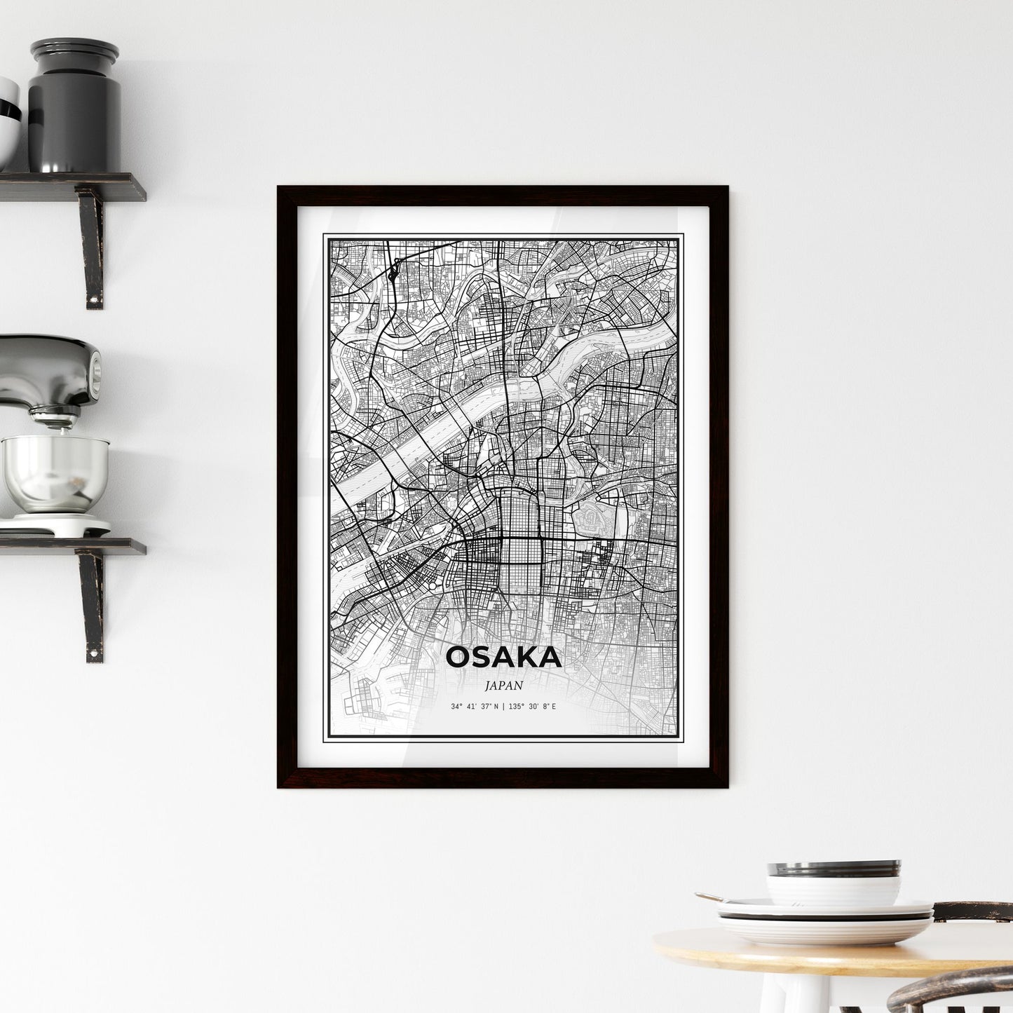 Osaka Japan - Minimal City Map