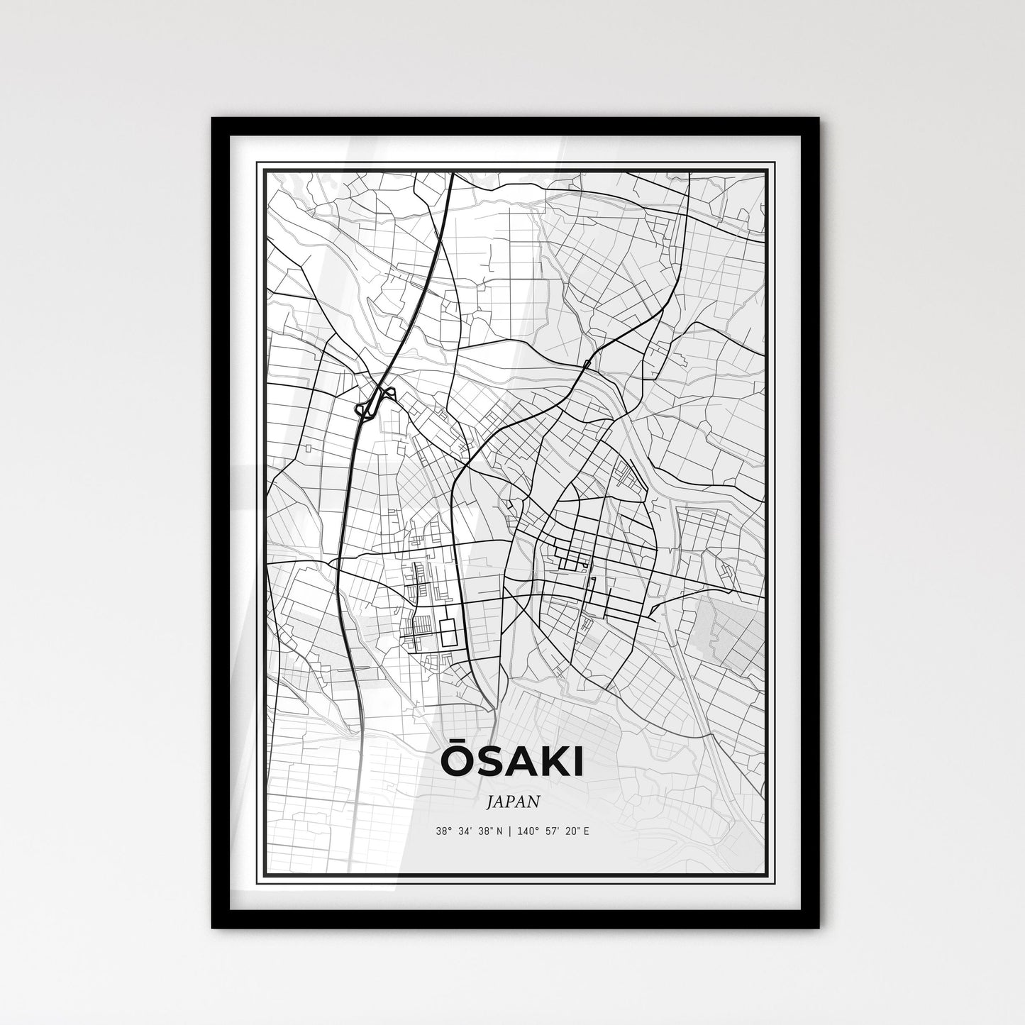 Ōsaki Japan - Scandinavian Style City Map for Modern Home Decor