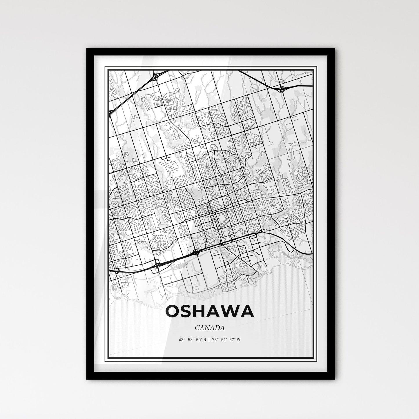 Oshawa Canada - Scandinavian Style City Map for Modern Home Decor