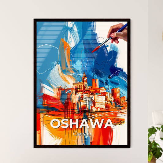 Vibrant Oshawa, Canada - A Hand Holding A Brush Painting A City