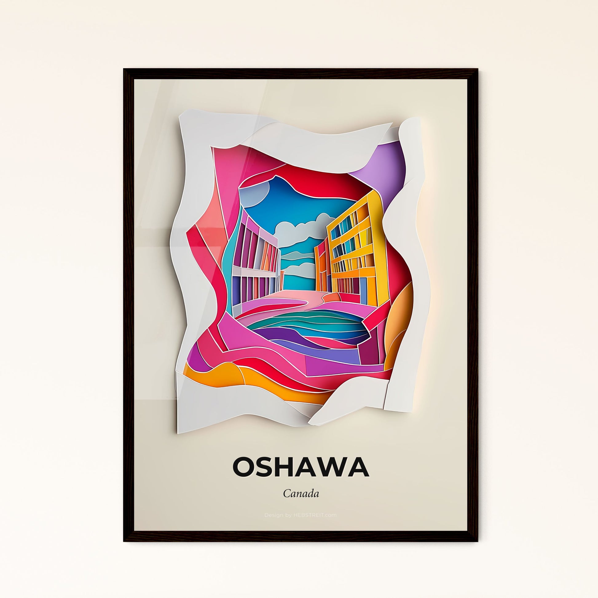 Vivid Oshawa, Canada - a paper cut of a colorful city with a rainbow colored street