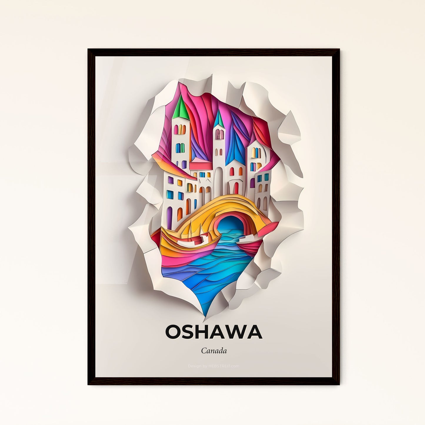 Vivid Oshawa, Canada - a paper cut of a city with a bridge