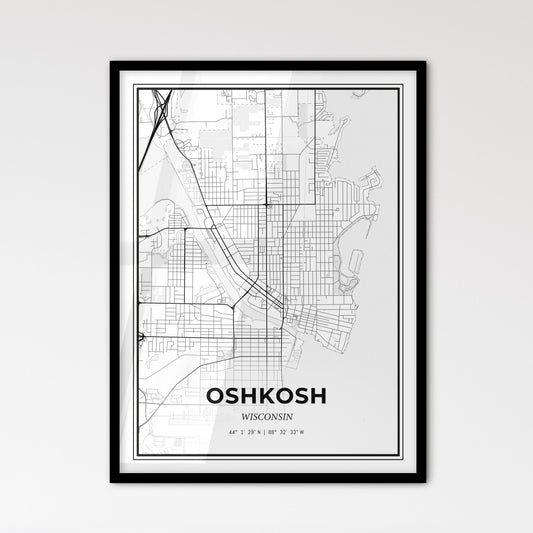 Oshkosh Wisconsin - Scandinavian Style City Map for Modern Home Decor