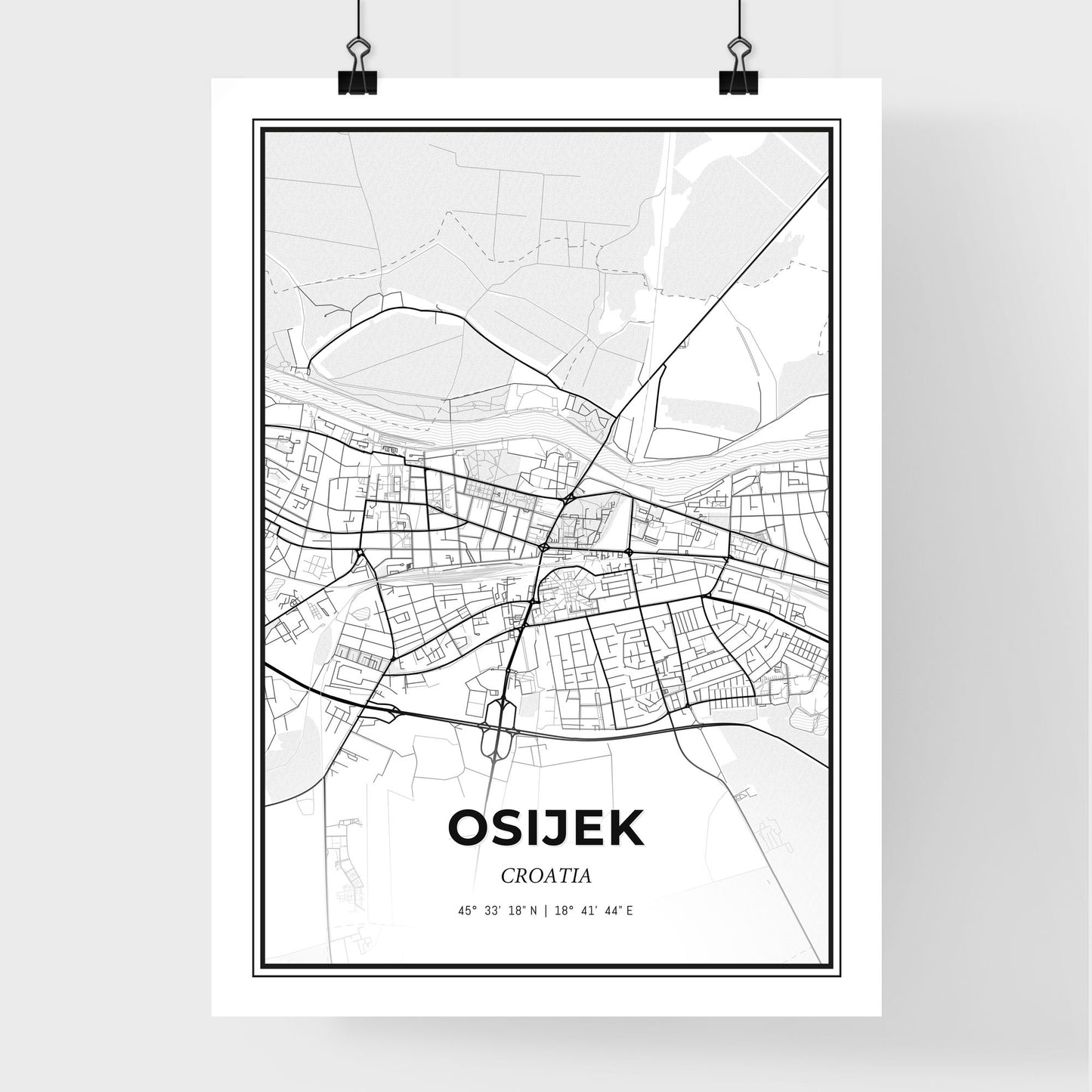 Osijek  Croatia - Premium City Map Poster