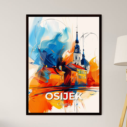 Vibrant Osijek, Croatia - A Painting Of Buildings And A Church