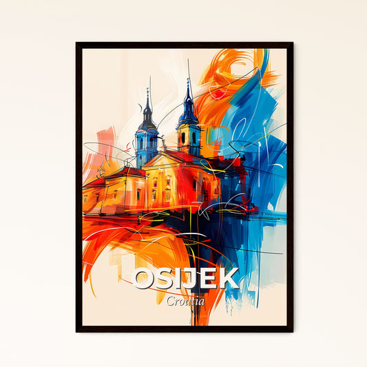 Vibrant Osijek, Croatia - A Painting Of A Building With Towers