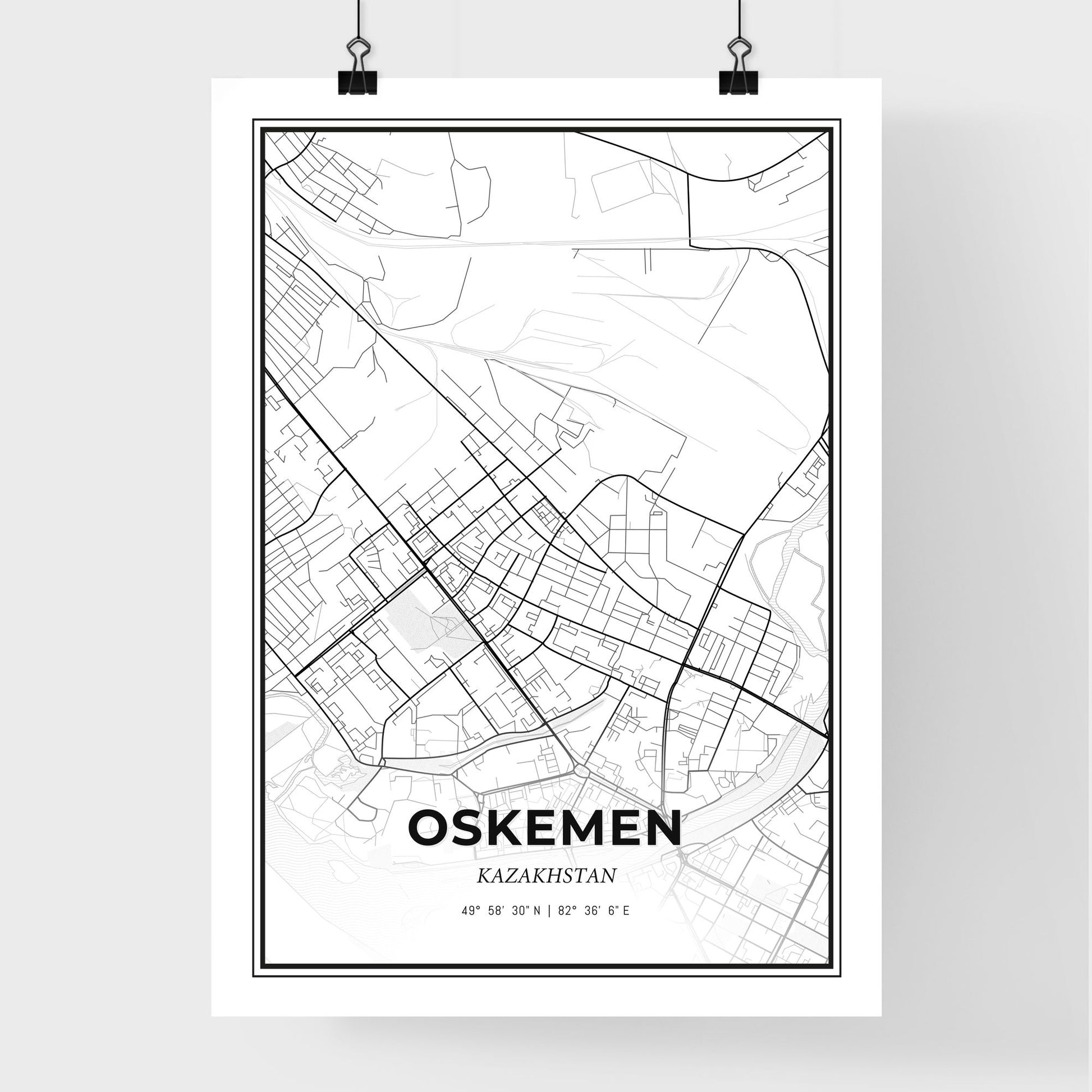 Oskemen Kazakhstan - Premium City Map Poster