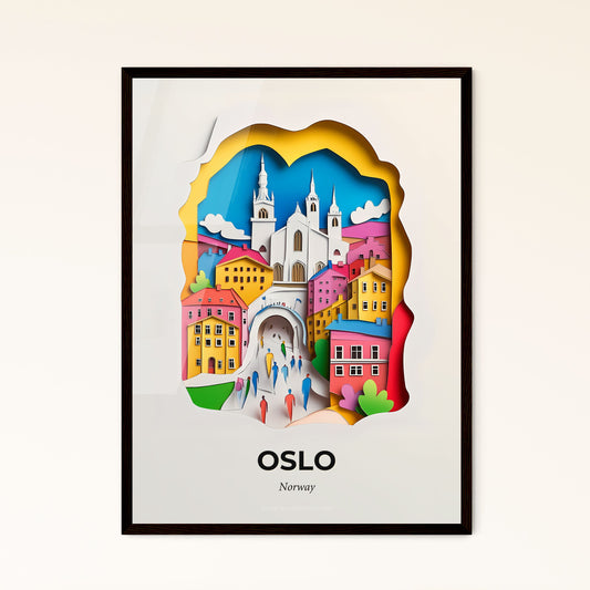 Vivid Oslo, Norway - a paper cut of a city with a church