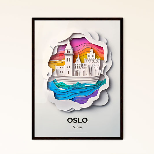 Vivid Oslo, Norway - a paper cut of a castle on a body of water