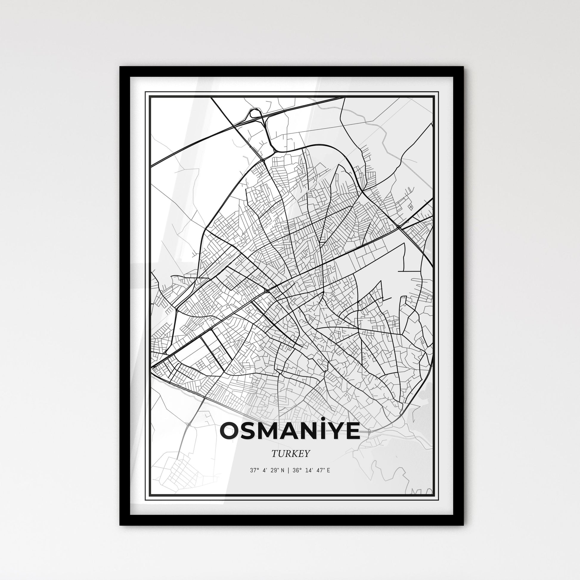 Osmaniye Turkey - Scandinavian Style City Map for Modern Home Decor