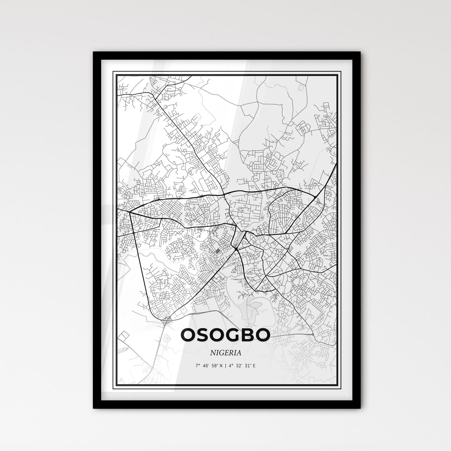 Osogbo Nigeria - Scandinavian Style City Map for Modern Home Decor