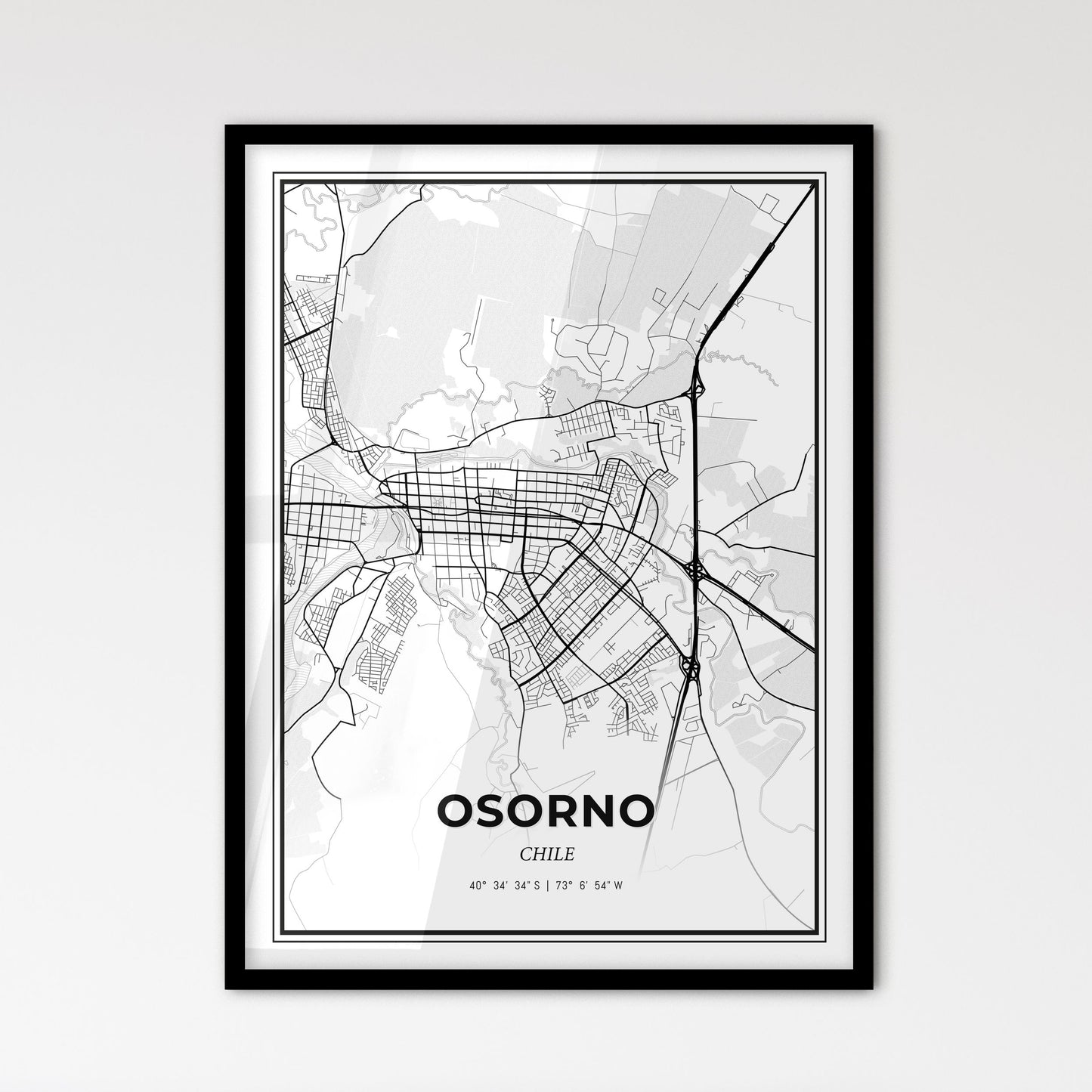 Osorno Chile - Scandinavian Style City Map for Modern Home Decor