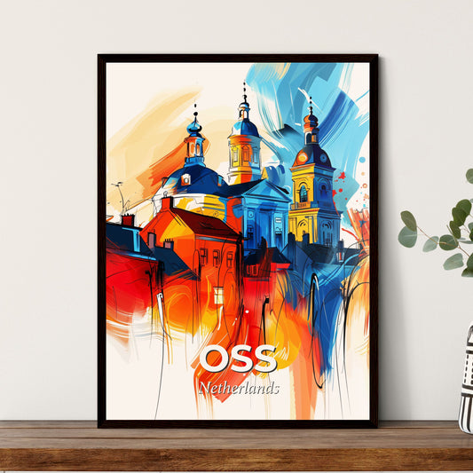 Vibrant Oss, Netherlands - A Painting Of Buildings With Colorful Paint