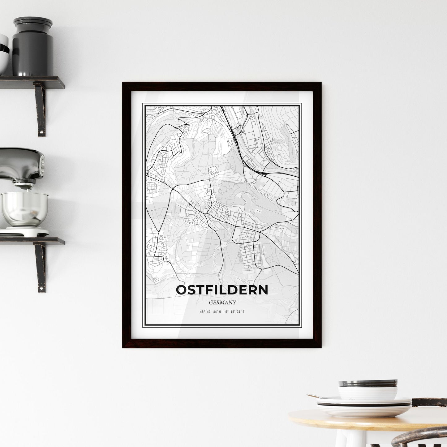Ostfildern Germany - Minimal City Map