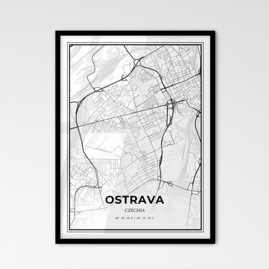  Ostrava Czechia - Scandinavian Style City Map for Modern Home Decor