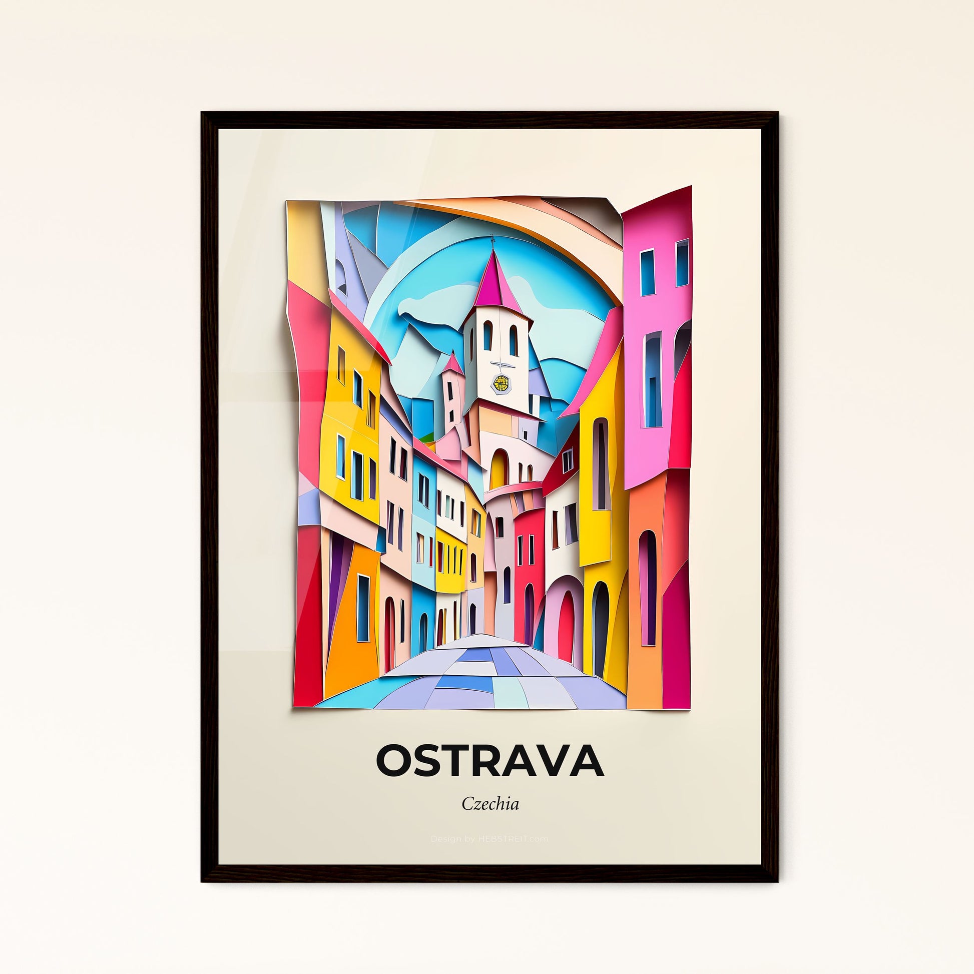 Vivid Ostrava, Czechia - a paper cut of a city with a clock tower