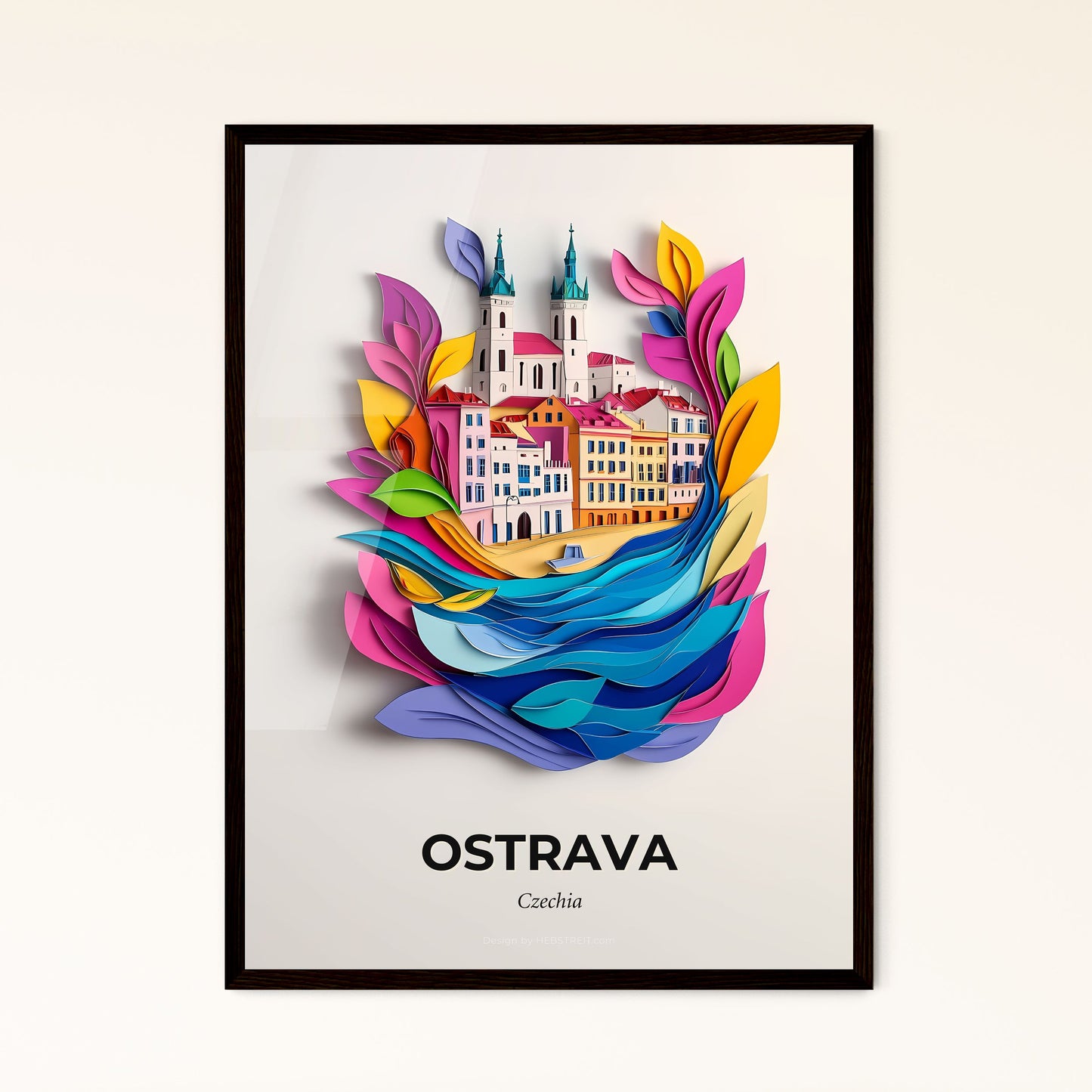 Vivid Ostrava, Czechia - a paper cut of a city with a river