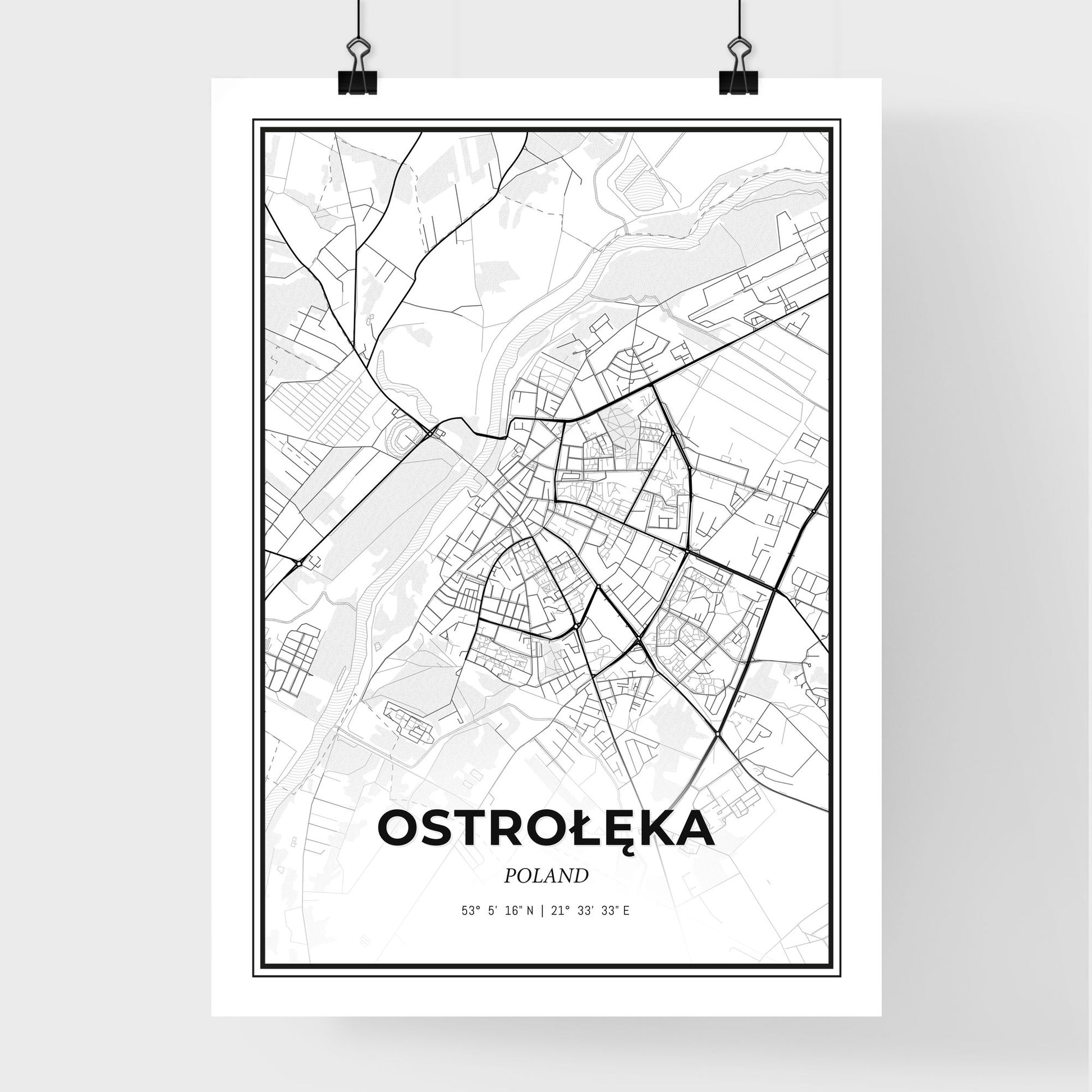 Ostrołęka Poland - Premium City Map Poster