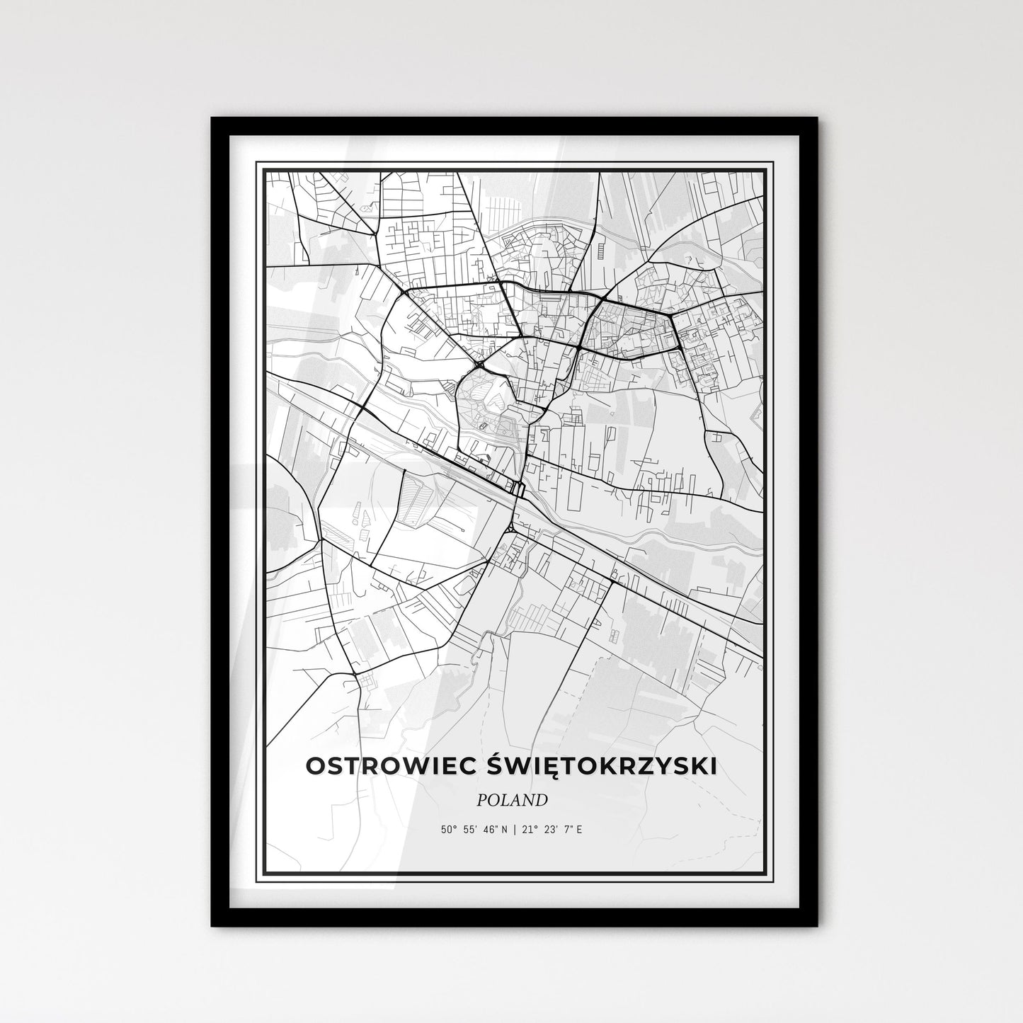 Ostrowiec Świętokrzyski Poland - Scandinavian Style City Map for Modern Home Decor