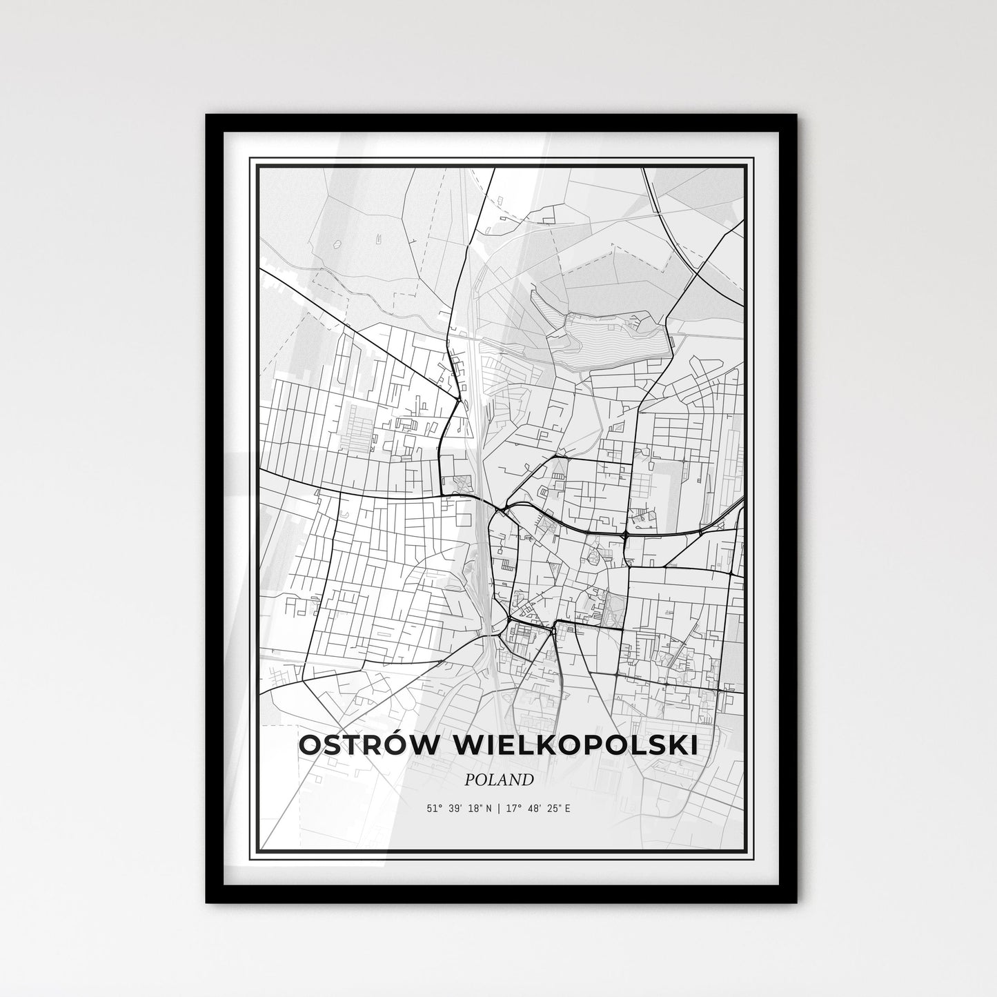 Ostrów Wielkopolski Poland - Scandinavian Style City Map for Modern Home Decor