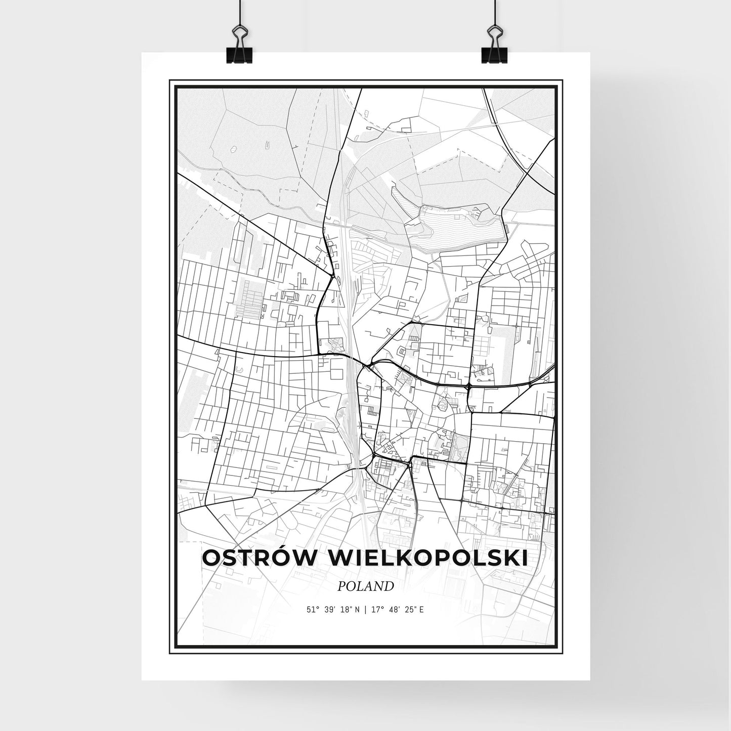 Ostrów Wielkopolski Poland - Premium City Map Poster