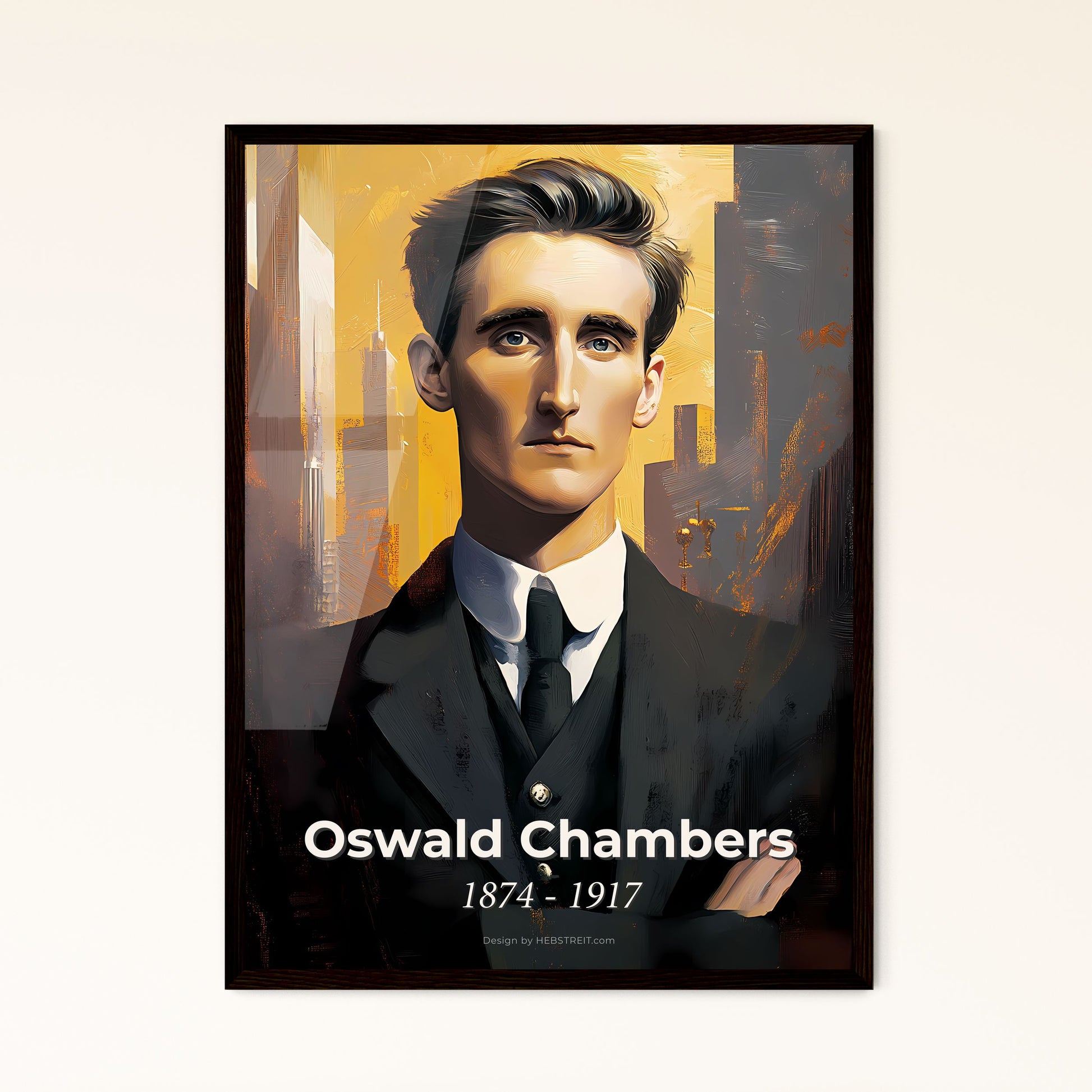 Portrait of Oswald Chambers, 1874 - 1917. Impressionistic painting of a man in a suit and tie.