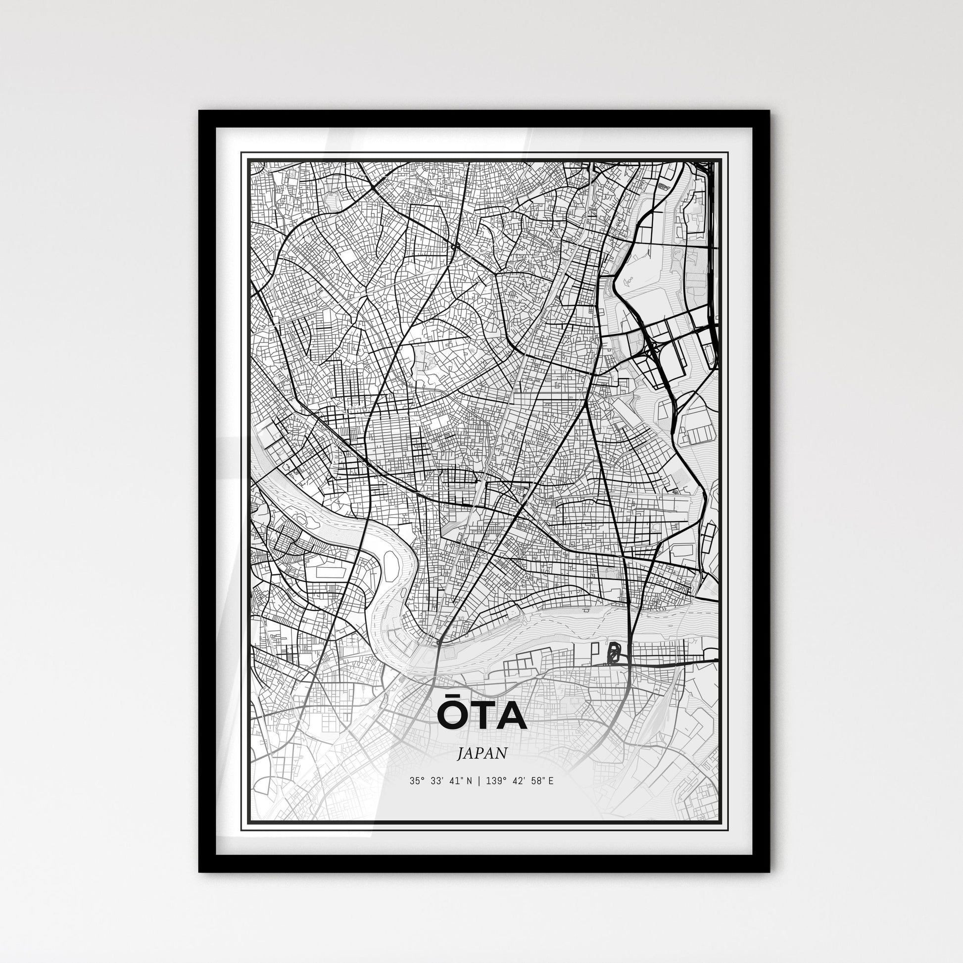 Ōta Japan - Scandinavian Style City Map for Modern Home Decor