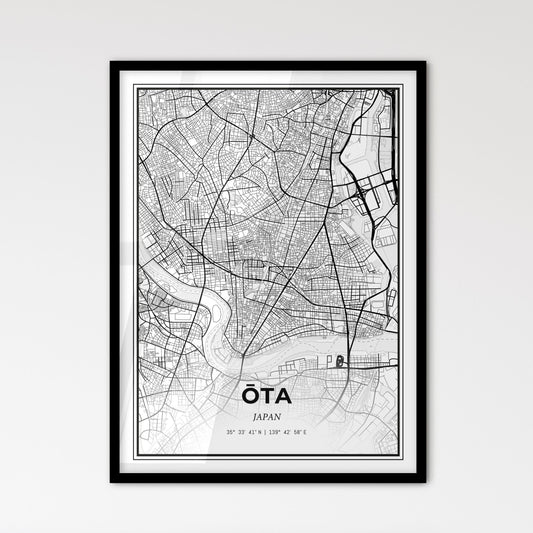 Ōta Japan - Scandinavian Style City Map for Modern Home Decor