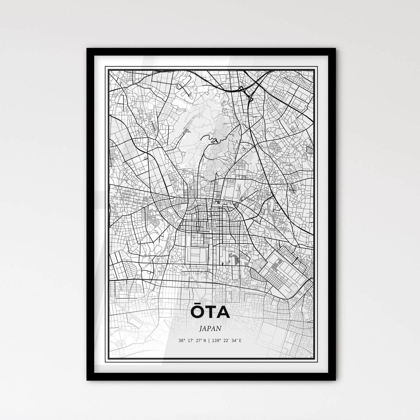 Ōta Japan - Scandinavian Style City Map for Modern Home Decor