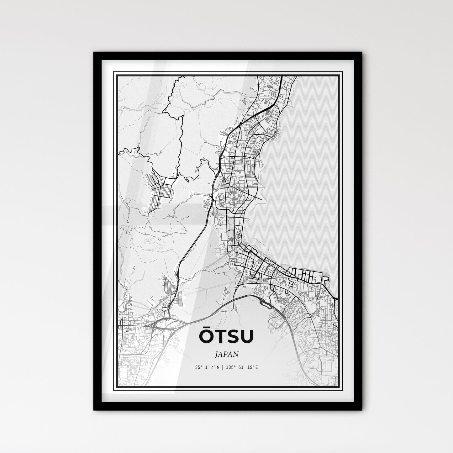 Ōtsu Japan - Scandinavian Style City Map for Modern Home Decor