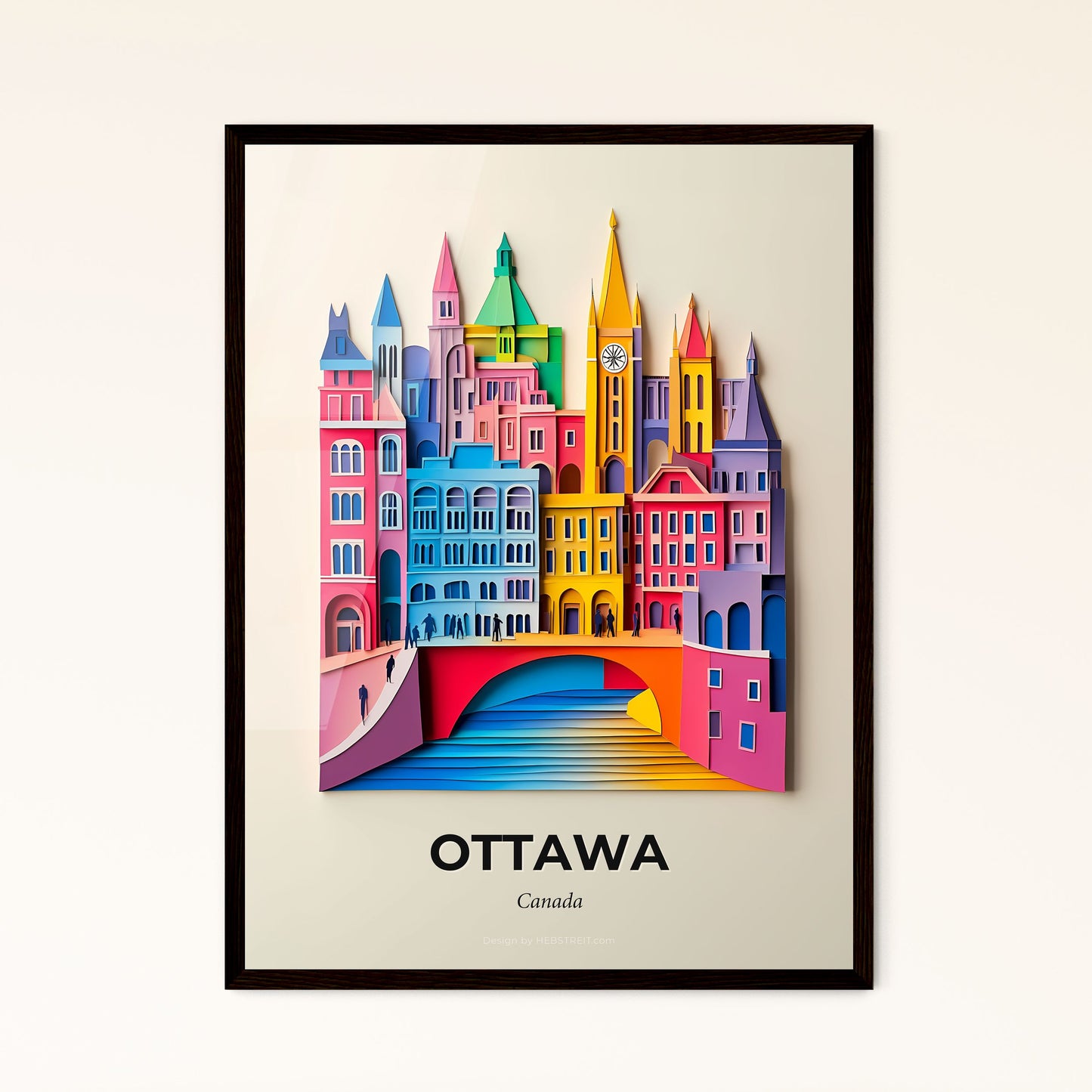 Vivid Ottawa, Canada - a colorful city with a bridge and a clock