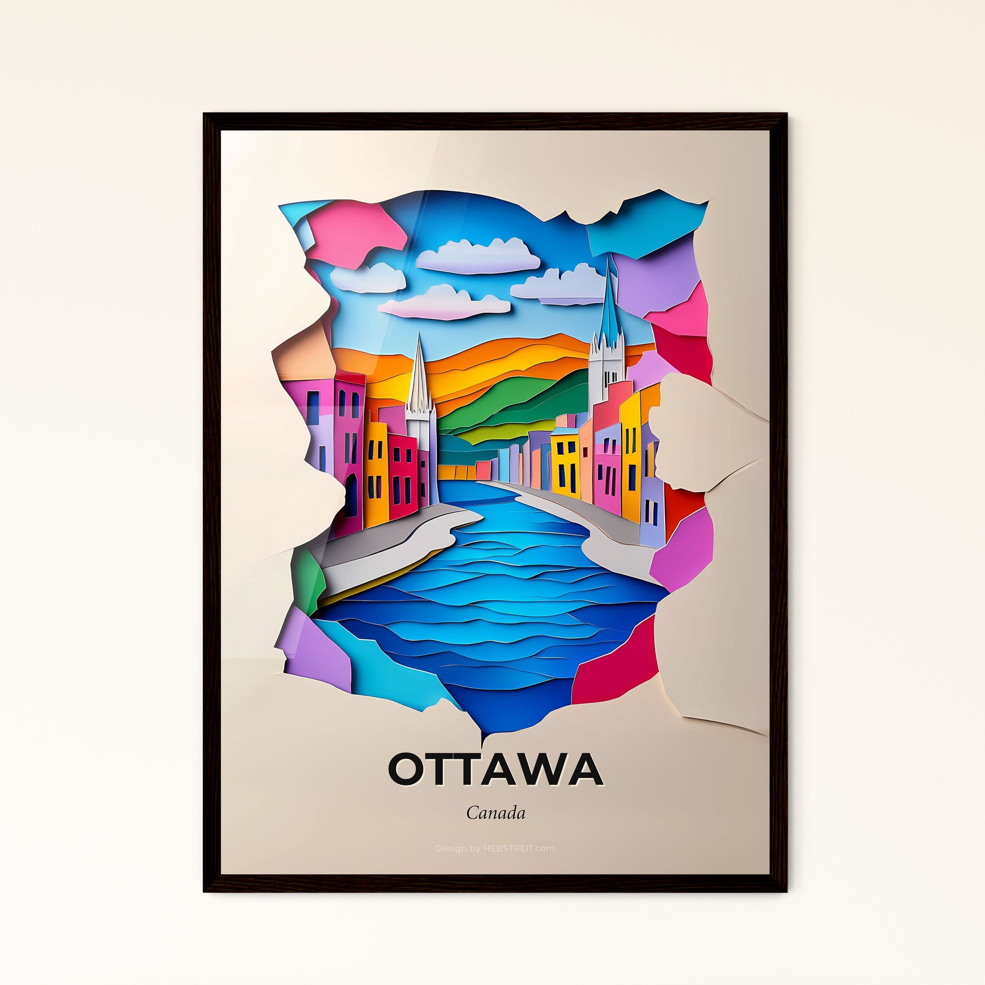 Vivid Ottawa, Canada - a paper cut of a city with a river