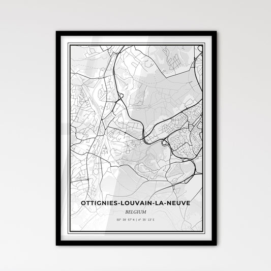 Ottignies-Louvain-la-Neuve Belgium - Scandinavian Style City Map for Modern Home Decor