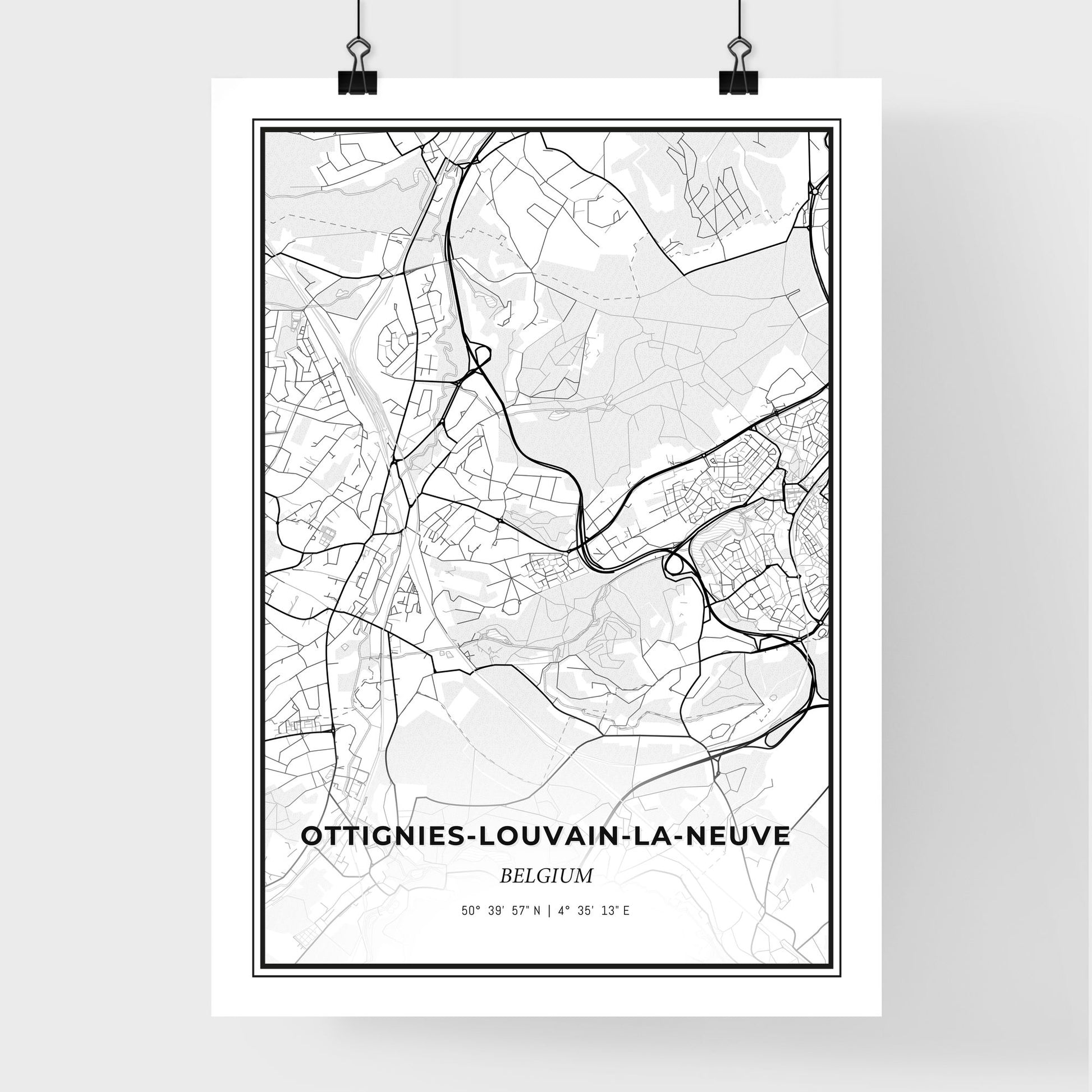 Ottignies-Louvain-la-Neuve Belgium - Premium City Map Poster