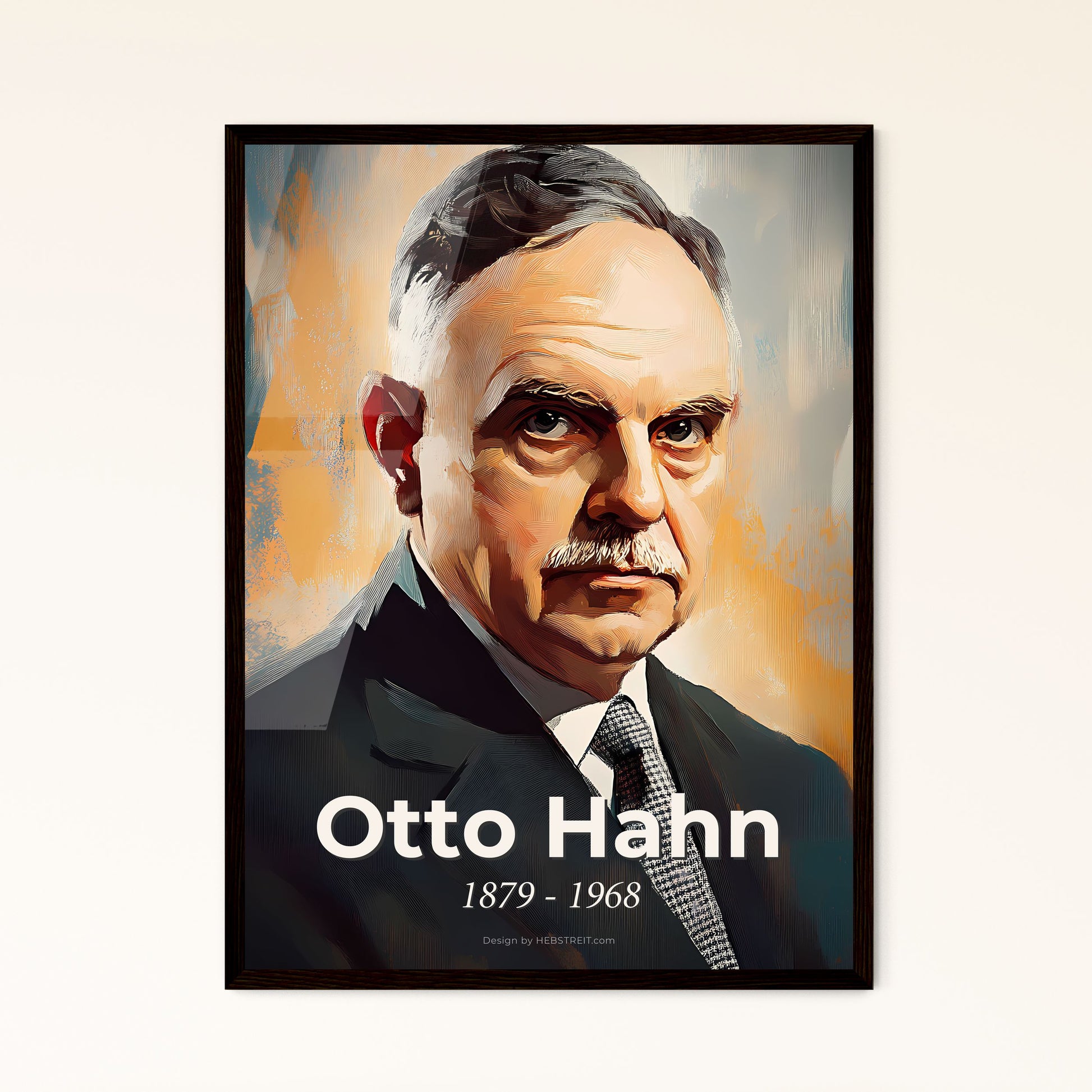 Portrait of Otto Hahn, 1879 - 1968. Impressionistic painting of a man in a suit.