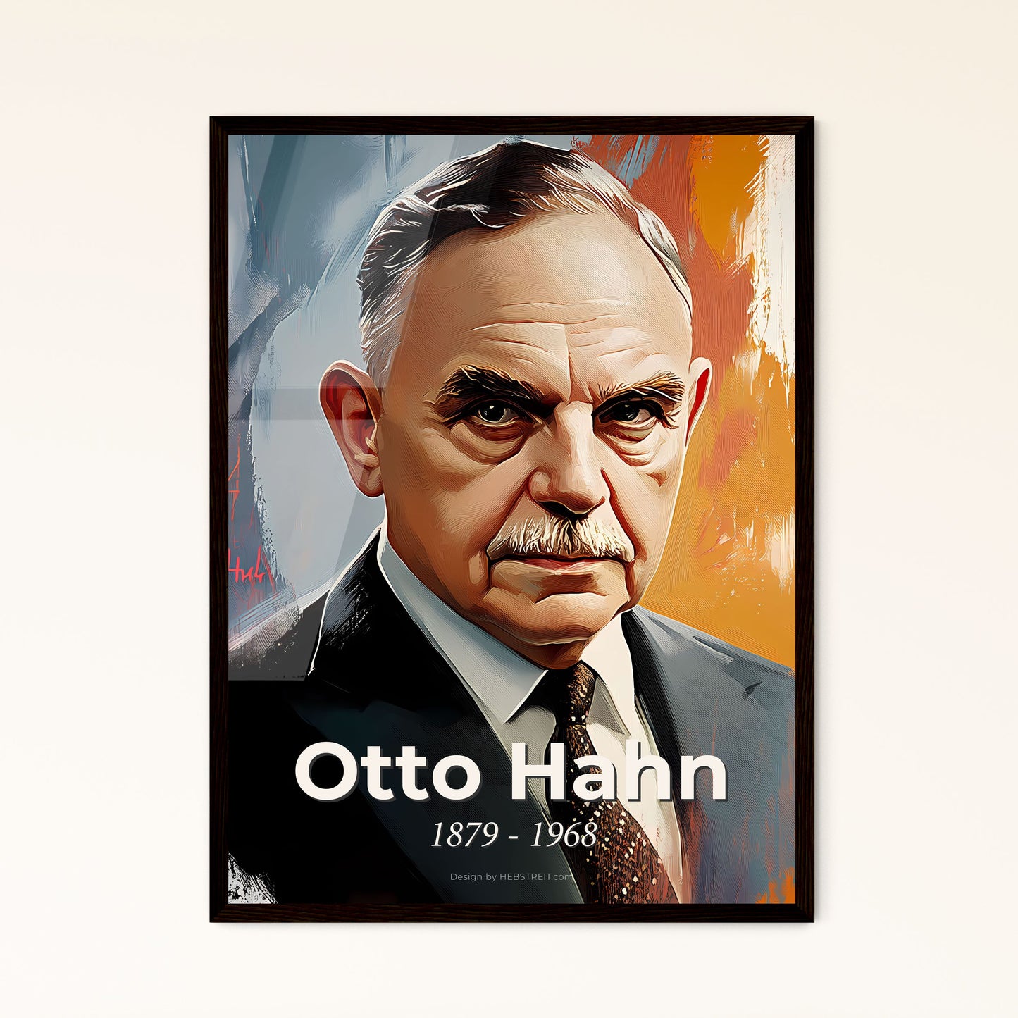 Portrait of Otto Hahn, 1879 - 1968. Impressionistic painting of a man in a suit.