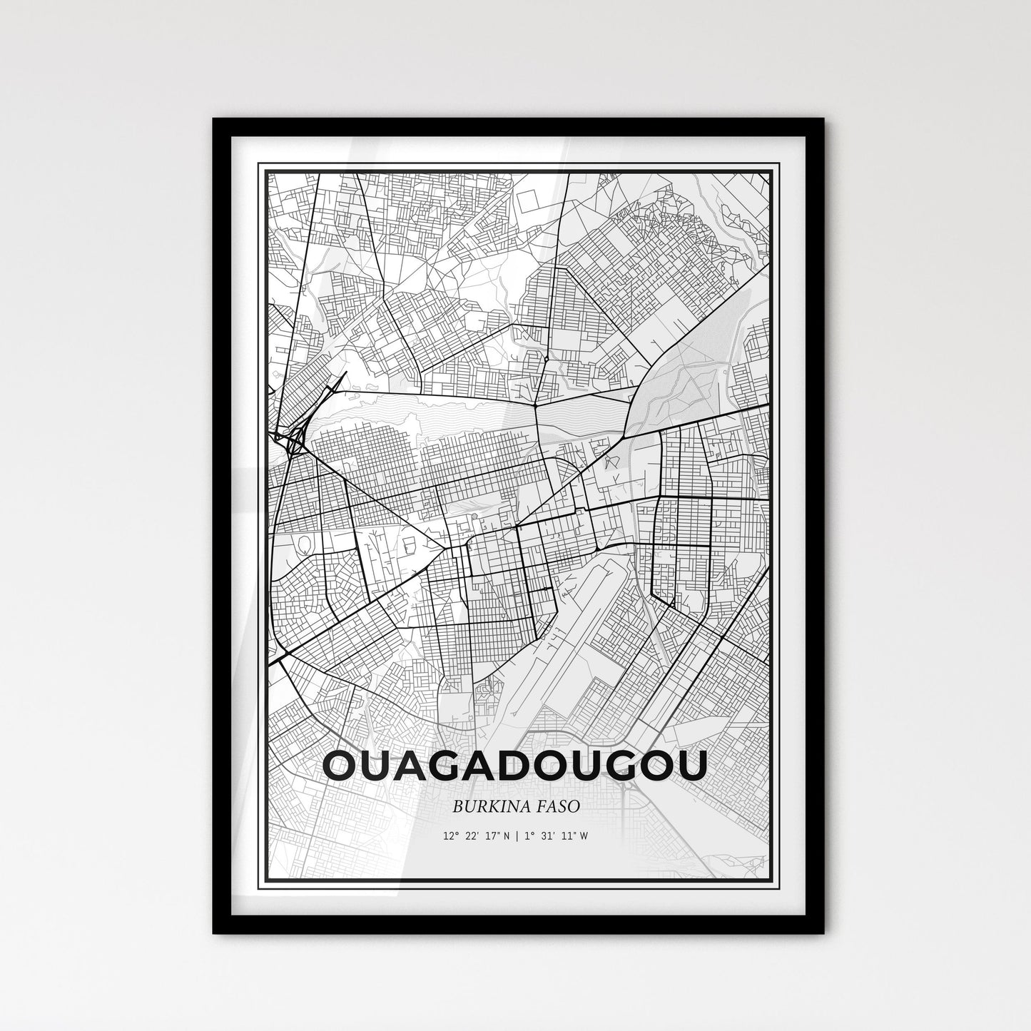 Ouagadougou Burkina Faso - Scandinavian Style City Map for Modern Home Decor