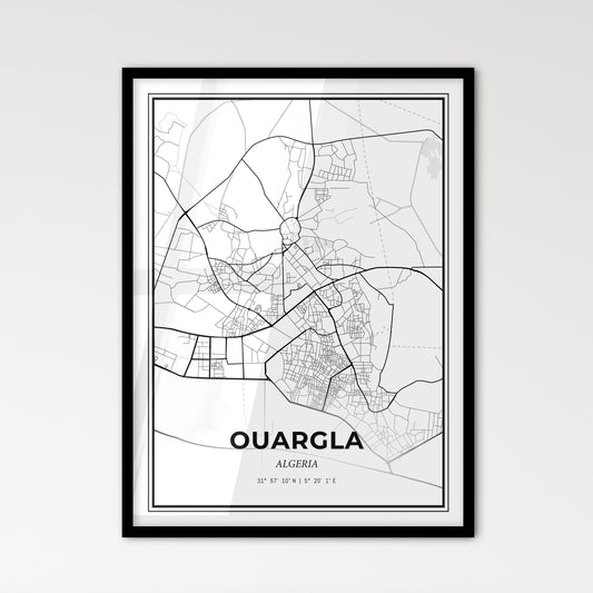 Ouargla Algeria - Scandinavian Style City Map for Modern Home Decor