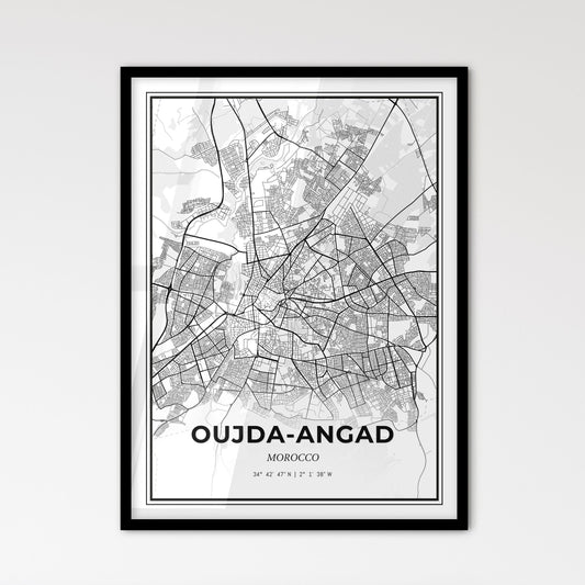 Oujda-Angad Morocco - Scandinavian Style City Map for Modern Home Decor