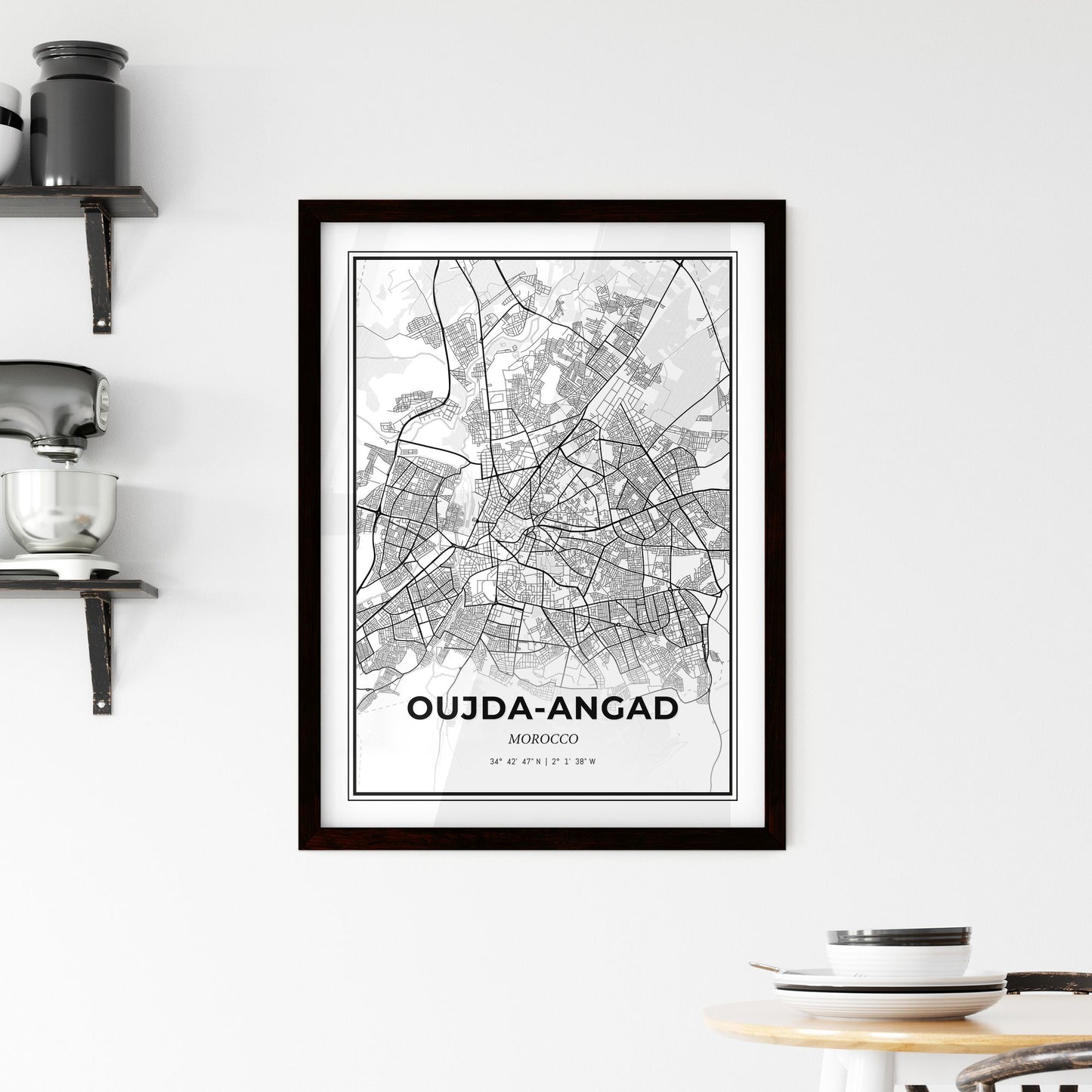 Oujda-Angad Morocco - Minimal City Map