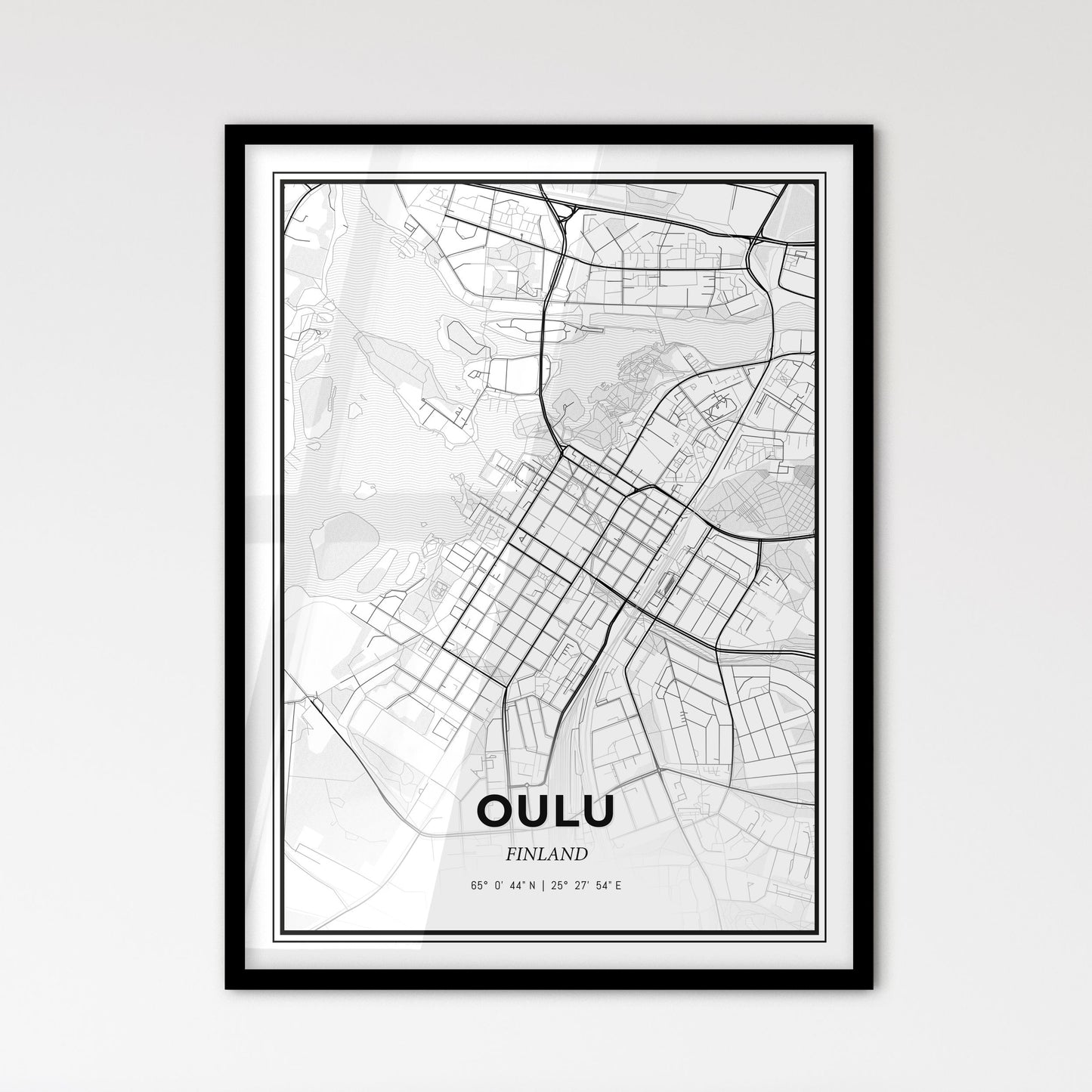 Oulu Finland - Scandinavian Style City Map for Modern Home Decor